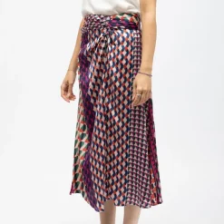 Jupe mi longue effet satiné à motifs geométriques jenny Femme LA PETITE ETOILE