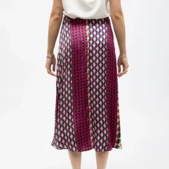 Jupe mi longue effet satiné à motifs geométriques jenny Femme LA PETITE ETOILE
