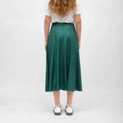 Jupe midi tissu chiné ola vert Femme HOLLY AND JOEY