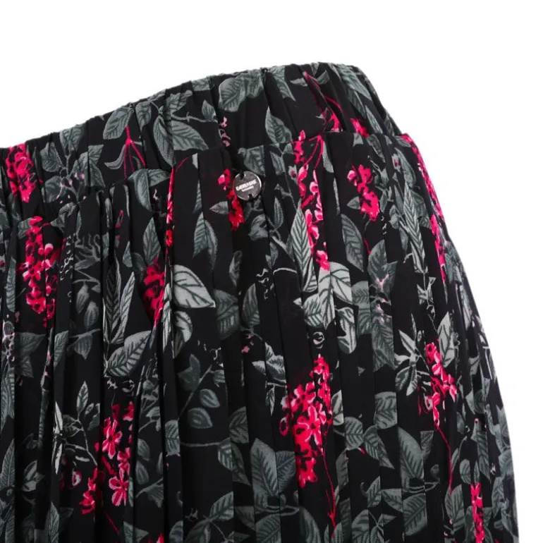 Jupe tacha imprimée floral noir et rouge Femme DEELUXE 74