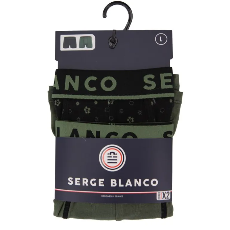 Lot de 2 boxers nuances de kaki coton Homme SERGE BLANCO