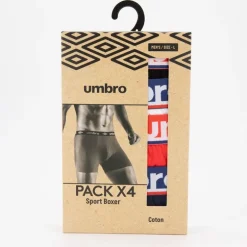 Lot de 4 boxers rouge/blanc/noir/bleu Homme UMBRO