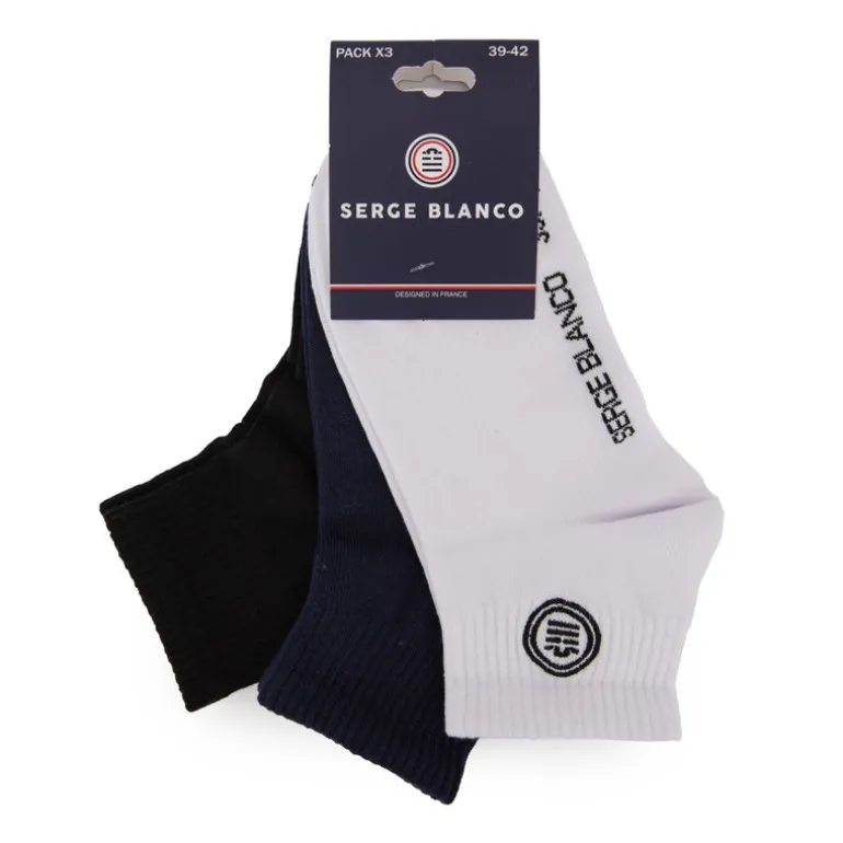 Lot de 3 paires de chaussettes semi montantes logo cheville Homme SERGE BLANCO