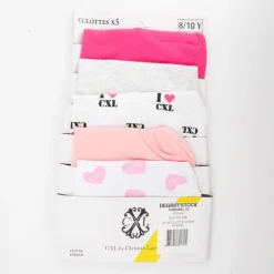 Lot de culotte x5 imprimé coeurs tons de roses et gris Enfant CXL BY CHRISTIAN LACROIX