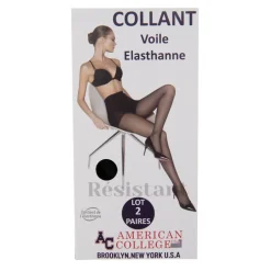 Lot x2 collants voile noir Femme AMERICAN COLLEGE