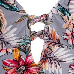 Maillot de bain 1 pièce gris fleurs Femme HAUTE PRESSION