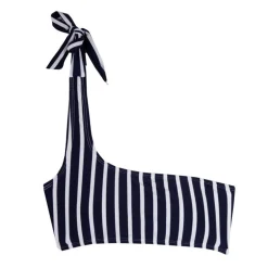 Maillot de bain 2 pièces bleu rayure une épaule Femme HAUTE PRESSION