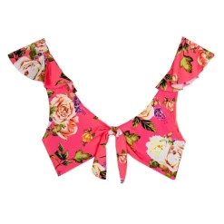 Maillot de bain 2 pièces fleuri rose haut à volants Femme HAUTE PRESSION