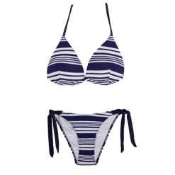 Maillot de bain 2 pièces rayures bleu et blanc Femme HAUTE PRESSION