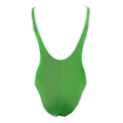 Maillot de bain une pièce à rayures vert fluo logo noir Femme PUMA
