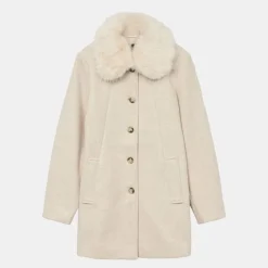 Manteau autumn oat meal col fausse fourrure Femme VERO MODA
