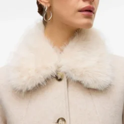 Manteau autumn oat meal col fausse fourrure Femme VERO MODA