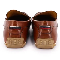 Mocassins cognac en cuir lisse semelle fine Homme PIERRE CARDIN