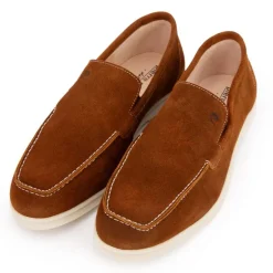 Mocassins cuir daim semelle blanche avec surpiqure blanche Homme PIERRE CARDIN