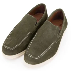 Mocassins cuir daim semelle blanche avec surpiqure blanche Homme PIERRE CARDIN