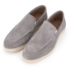 Mocassins cuir daim semelle blanche avec surpiqure blanche Homme PIERRE CARDIN