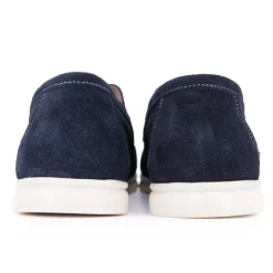 Mocassins cuir daim semelle blanche avec surpiqure blanche Homme PIERRE CARDIN