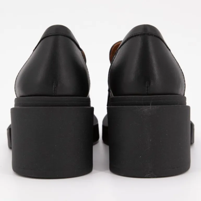 Mocassins noir à talons carrés cuir Femme ELVIO ZANON