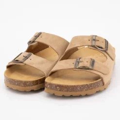 Mules à boucles beige cuir Femme I AM