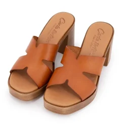 Mules à talons cuir marron Femme CARLA TORTOSA