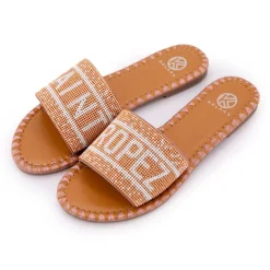 Mules avec bride à perles inscription saint tropez Femme KELARA