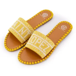 Mules avec bride à perles inscription saint tropez Femme KELARA