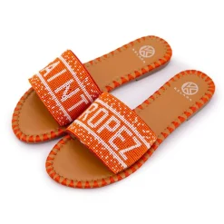 Mules avec bride à perles inscription saint tropez Femme KELARA