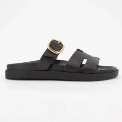 Mules boucle dorée lanières en cuir Femme I AM