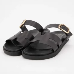 Mules boucle dorée lanières en cuir Femme I AM