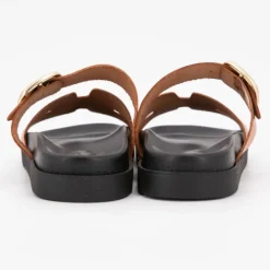 Mules boucle dorée lanières en cuir Femme I AM