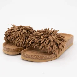 Mules camel Natou avec pompons Femme DEELUXE 74
