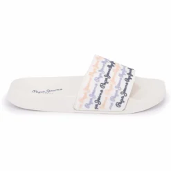 Mules claquette blanc avec logo Femme PEPE JEANS