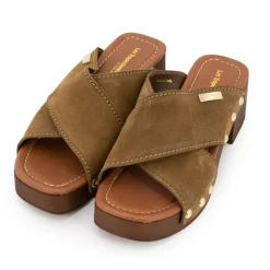 Mules croisées pipa à talons de 6cm avec clous doré Femme LES TROPEZIENNES PAR M.BELARBI