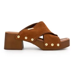 Mules croisées pipa à talons de 6cm avec clous doré Femme LES TROPEZIENNES PAR M.BELARBI