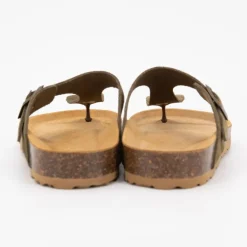 Mules cuir entre doigt kaki Femme I AM