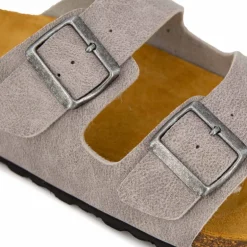 Mules cuir toile légère double bride Homme WHY LAND