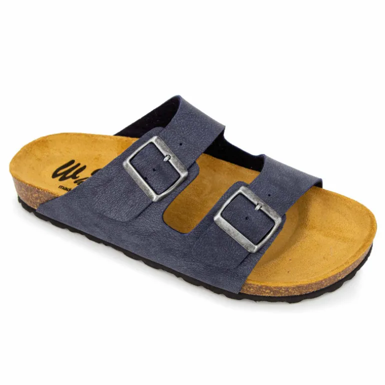 Mules cuir toile légère double bride Homme WHY LAND