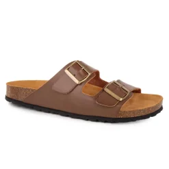 Mules cuir toile légère double bride Homme WHY LAND