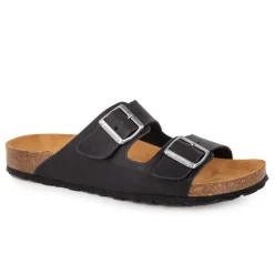 Mules cuir toile légère double bride Homme WHY LAND