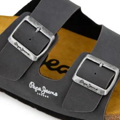 Mules double bride cuir boucle dorée Homme PEPE JEANS