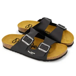 Mules double bride cuir boucle dorée Homme PEPE JEANS