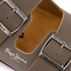 Mules double bride cuir boucle dorée Homme PEPE JEANS