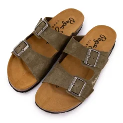 Mules double bride daim boucles argentées Homme PEPE JEANS