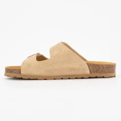 Mules double bride en cuir sable Femme I AM