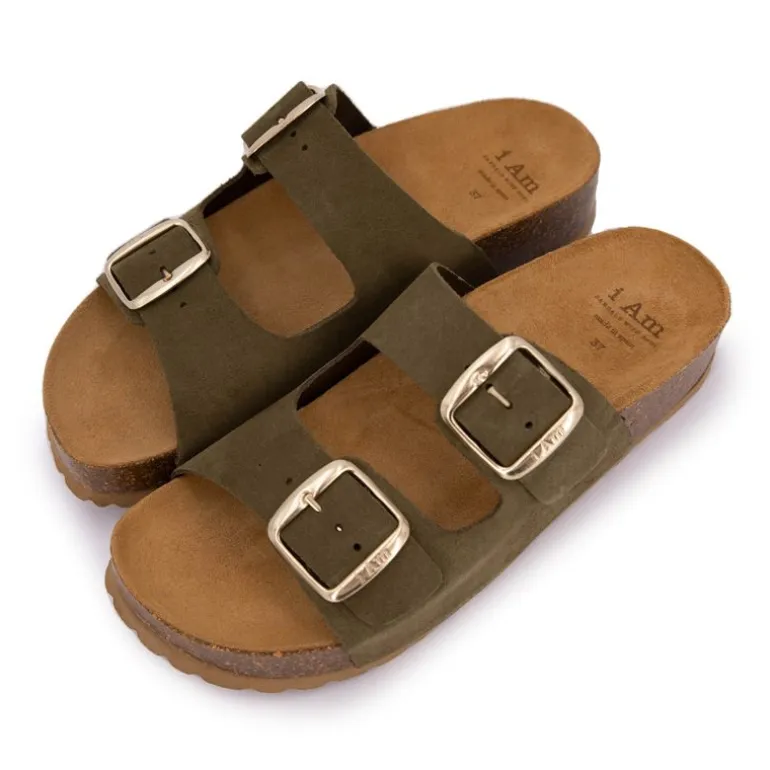 Mules double brides compensée en daim Femme I AM