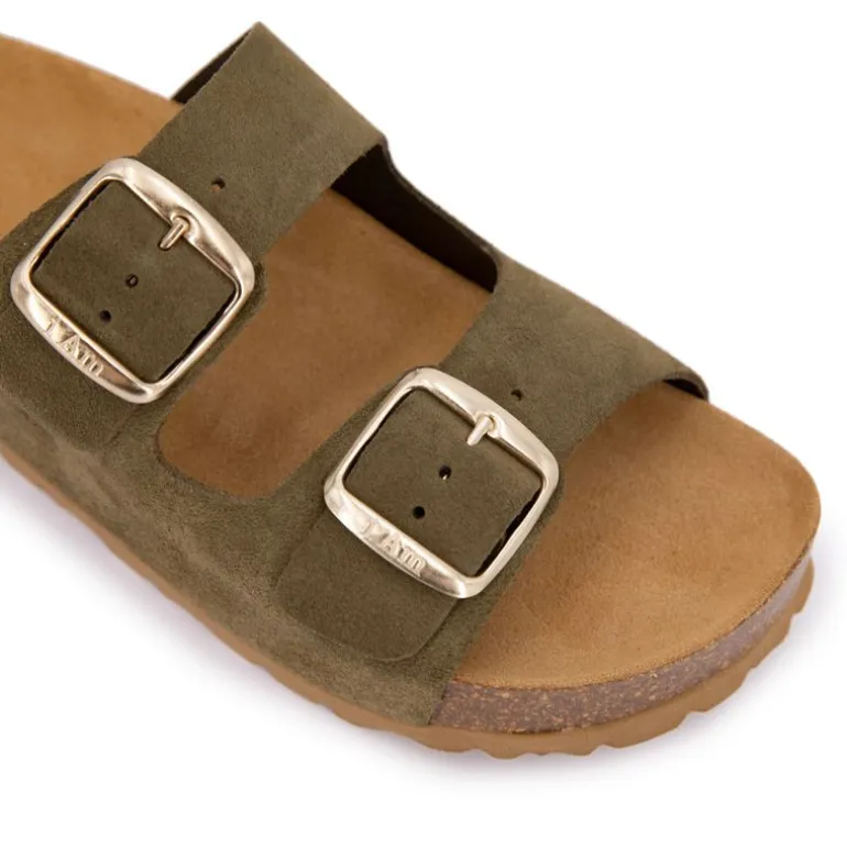 Mules double brides compensée en daim Femme I AM