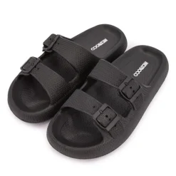 Mules doubles brides à sangle noir Homme NICO BOCO