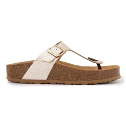 Mules entre doigt doré satinée en cuir Femme I AM