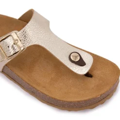 Mules entre doigt doré satinée en cuir Femme I AM