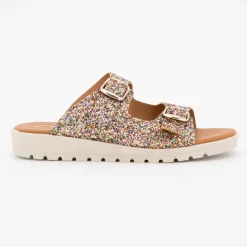 Mules glitter arc en ciel platino double boucle Enfant CARLA TORTOSA